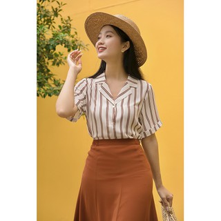 Áo sơ mi nữ Serena lụa màu trắng họa tiết sọc