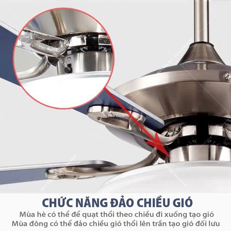 (Bảo hành 5 năm- Free ship) Quạt trần đèn cánh xanh Classic Blue,lắp đặt phòng ngủ phòng khách mẫu mới nhất | BigBuy360 - bigbuy360.vn