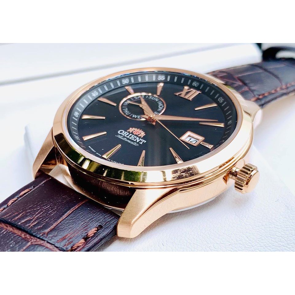 Đồng hồ nam Orient Day Date Black Rose Gold - FAL00004B0 - Máy Automatic - Kính cứng
