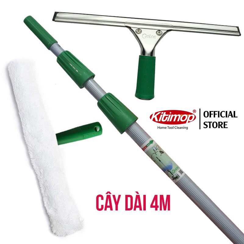 Bộ dụng cụ lau kính cán dài 4m Galac-05 hàng chuyên dụng, độ bền cao - tặng phụ kiện sơ cua