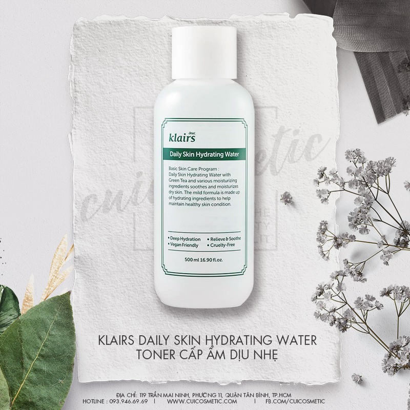 Toner Klairs Cấp Ẩm - KLAIRS DAILY SKIN HYDRATING WATER