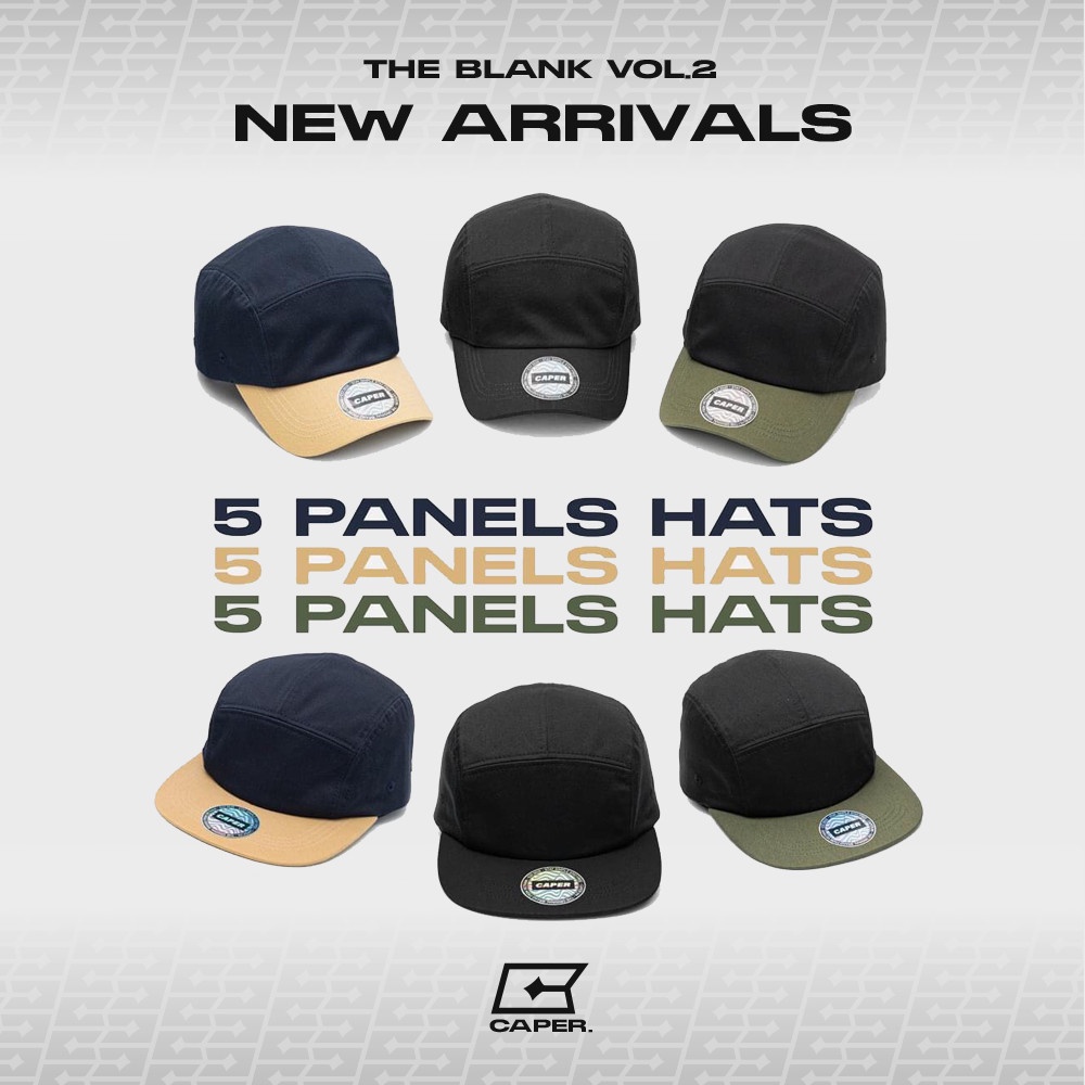 Mũ nón 5-panel chính hãng Caper trơn phong cách basic vải khaki nhiều màu