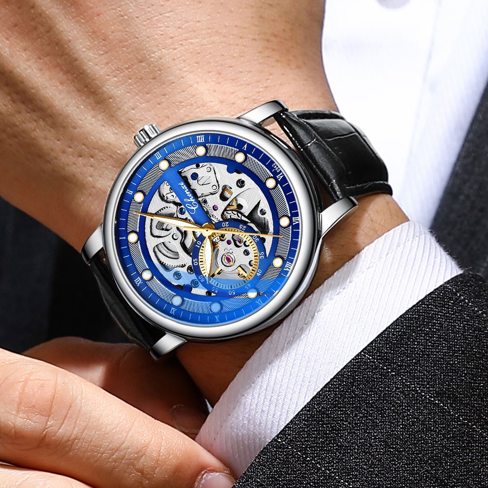 Đồng Hồ Cơ Tự Động Chexi Chống Thấm Nước Dây Da Cho Nam