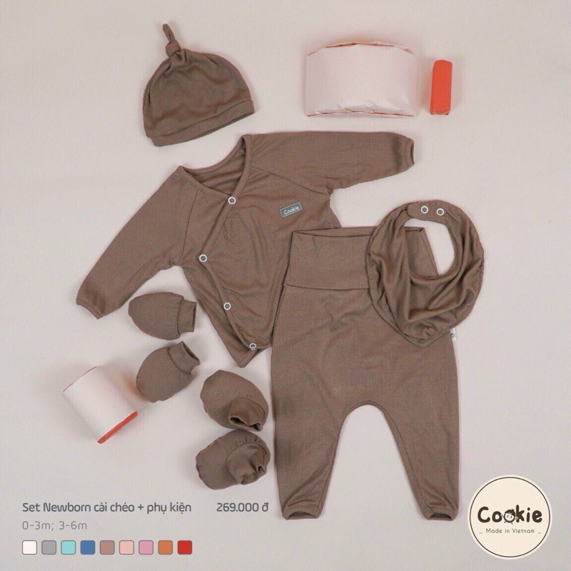 [Mã SKAMA8 giảm 8% đơn từ 300k] Cookie - Sét Newborn cài chéo + phụ kiện CK269