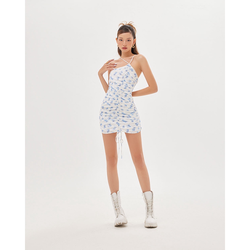 Đầm ôm SheByShj màu trắng hoạ tiết hoa xanh - White Killa Dress