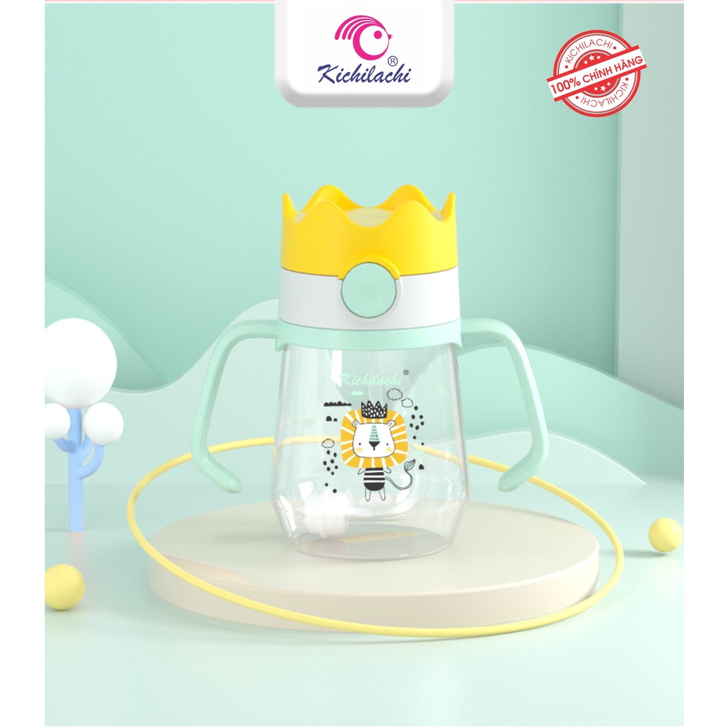 Bình nước tập uống cho bé Kichilachi nhựa PP 240ml hình vương miện - MINIBOO