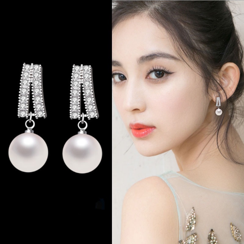 Đôi Bông Tai Dáng Dài Đính Ngọc Trai Giả Thời Trang Cho Nữ