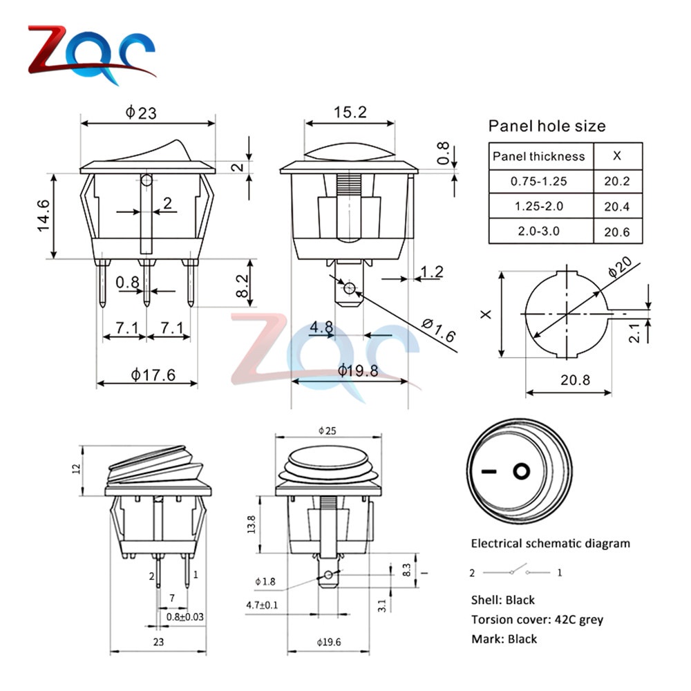 Công Tắc Bật/Tắt 20Mm On-OFF 6A/250V 3 Chân Chống Thấm Nước SPST LED KCD1