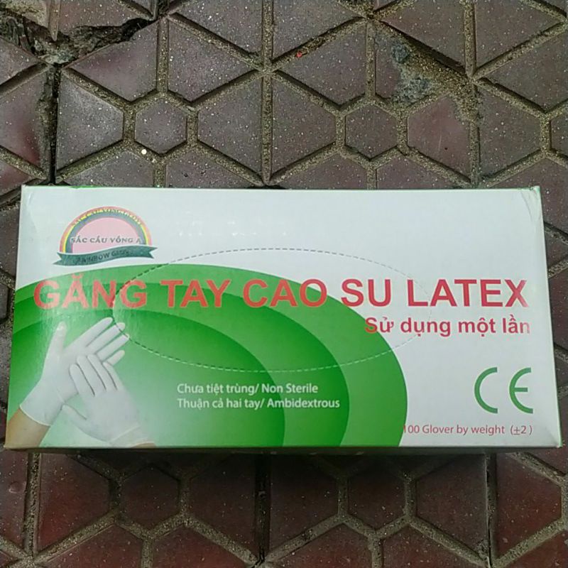 Găng tay cao su latex không bột Sắc Cầu Vồng A(Giá 1 hộp 100 cái)