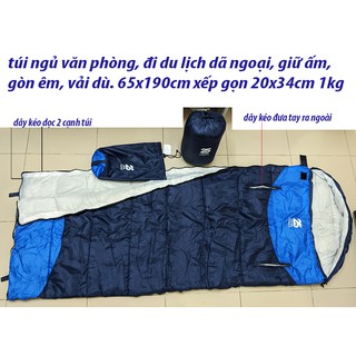 Túi ngủ văn phòng, túi ngủ du lịch dã ngoại, đi phượt 65x190cm giữ ấm, gòn êm, vải dù nhẹ có ngăn đưa tay ra ngoài. V826