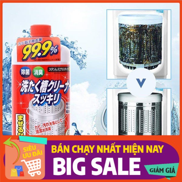 Nước Tẩy Lồng Máy Giặt Nhật  99.9% Nội địa Nhật Bản, Nhập khẩu chính hãng