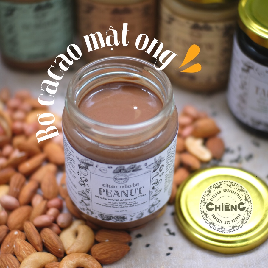 Bơ Đậu Phộng Cacao Mật Ong Ăn Kiêng, Nguyên Chất, Không Đường, Eat Clean Healthy - CHIÊNG FOOD - 120g/220g/500g