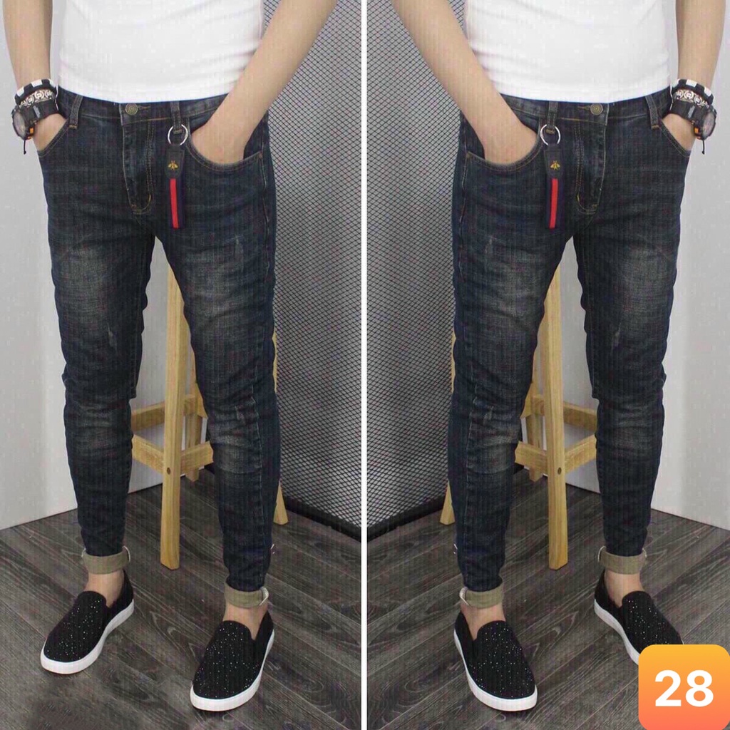 Quần jeans nam màu xám đậm trơn không rách gối chất liệu bò jean cao cấp co dãn 4 chiều đẹp form rin skinny LAVADO49