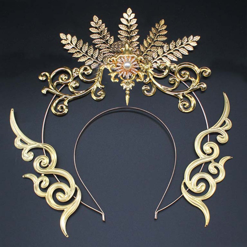 XIXI Băng đô hình vương miện đính ngọc trai nhân tạo thời trang