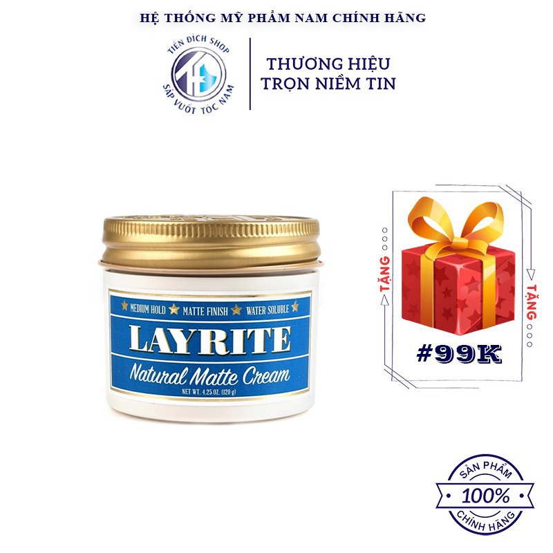 Sáp vuốt tóc nam Layrite Natural Matte Cream 120g