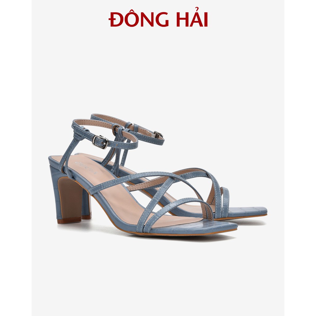 Sandal cao gót Zucia quai đan chéo da nhân tạo dập vân gót vuông 7cm - SHL34