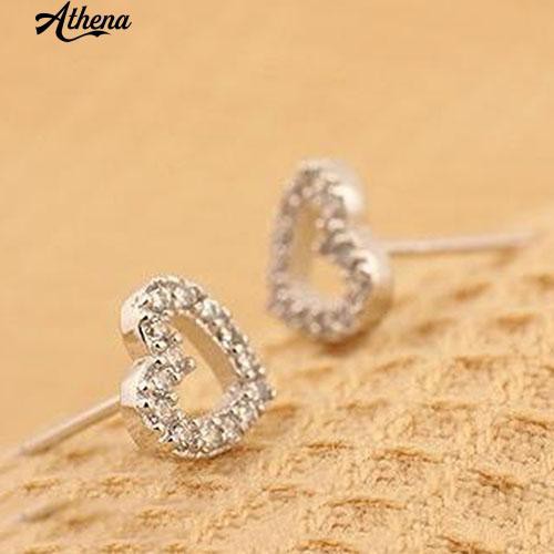 Khuyên Tai Hình Trái Tim Đính Đá Thời Trang Cho Nữ