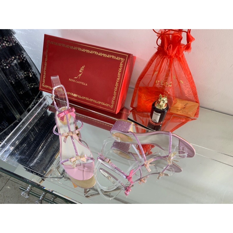 Sandal cao gót 4.5cm cho nữ Rene Caovilla 2021 da thật cao cấp nhiều mẫu nhiều màu