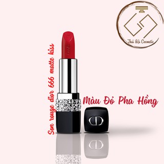 Son rouge dior 666 matte kiss màu đỏ pha hồng