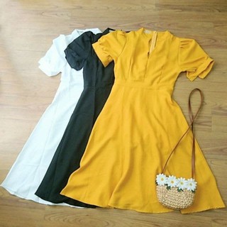 Váy dài qua gối cổ đứng