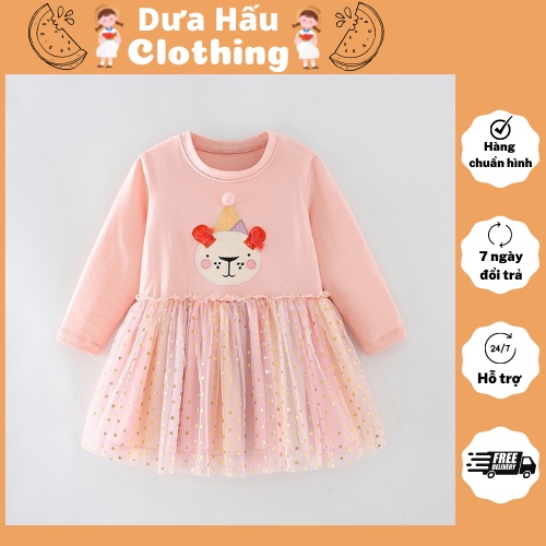 Váy dài tay Malwee cho bé gái, đầm công chúa thu đông cho bé gái từ 2-7 tuổi