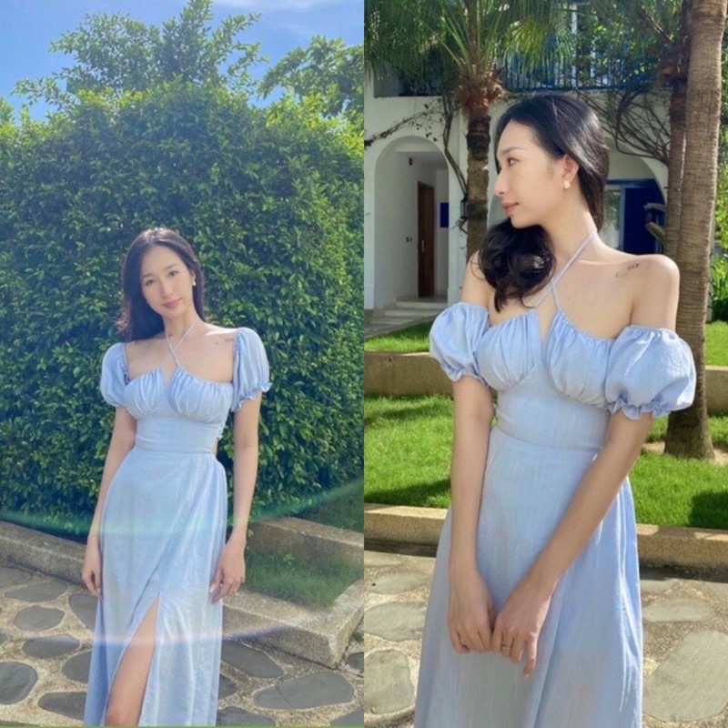 (Có BigSize) Đầm Váy Maxi Xanh Chuối Xẻ Tà Màu Hot Trend Năm Nay