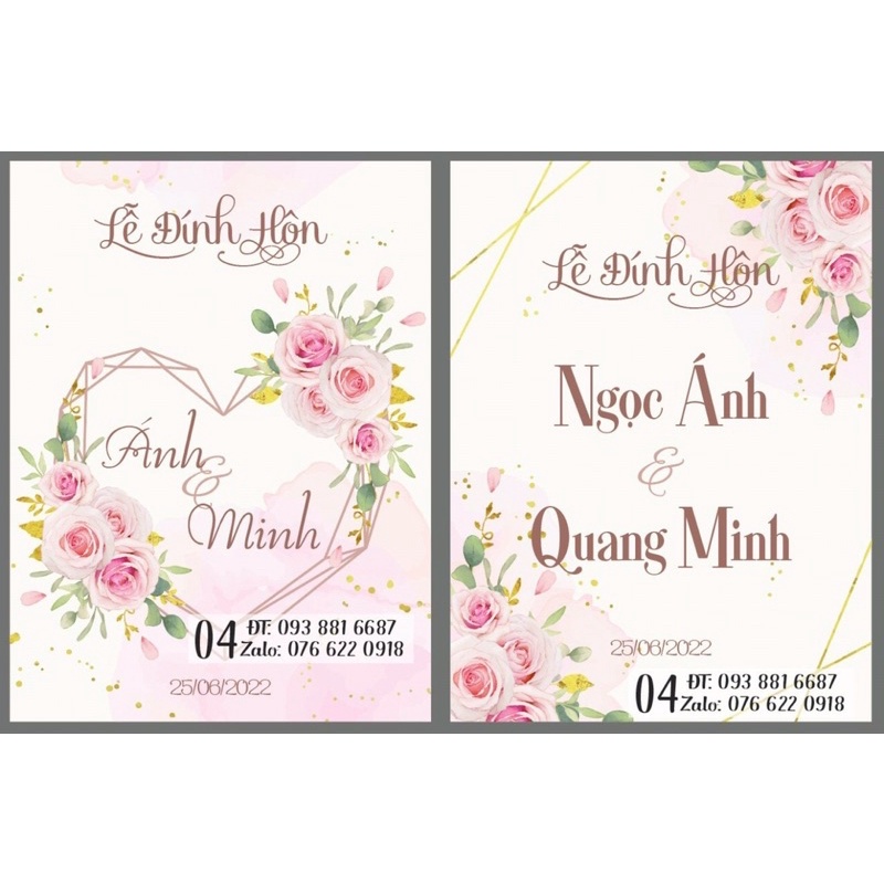 Bảng tên đám cưới, Lễ Vu Quy, Đính Hôn