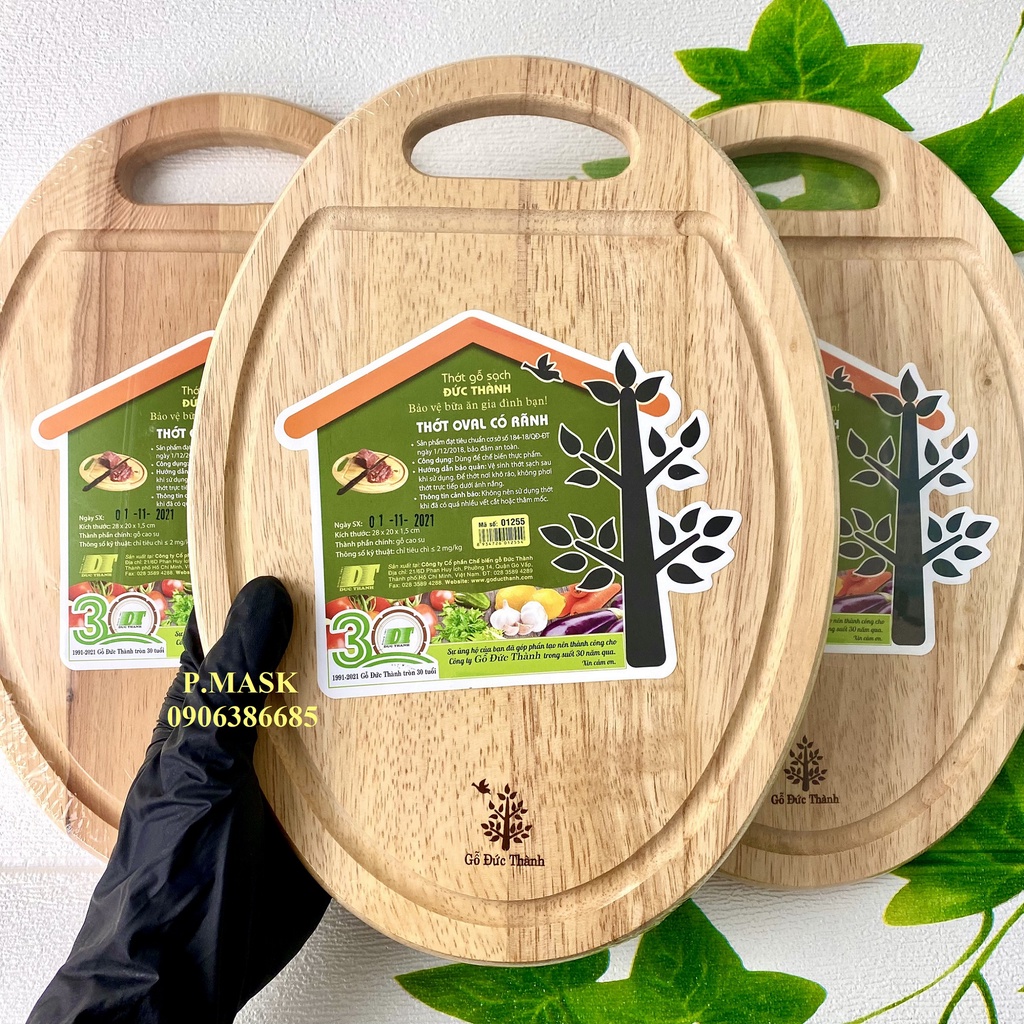 Thớt Gỗ Oval Có Rãnh 01255 Đức Thành - Thớt Gỗ Đức Thành có rãnh