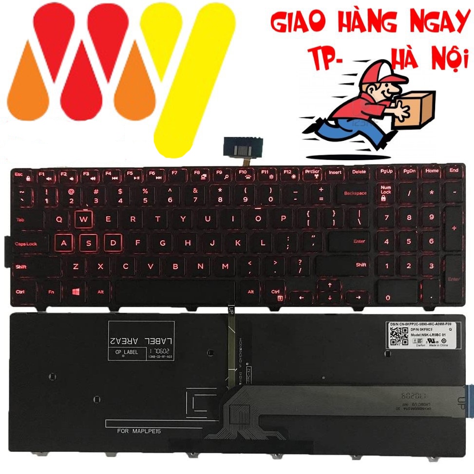 Bàn phím Laptop DELL Inspiron 15-5577 15-5576 7559 7557 P57F keyboard LED Đỏ / Trắng