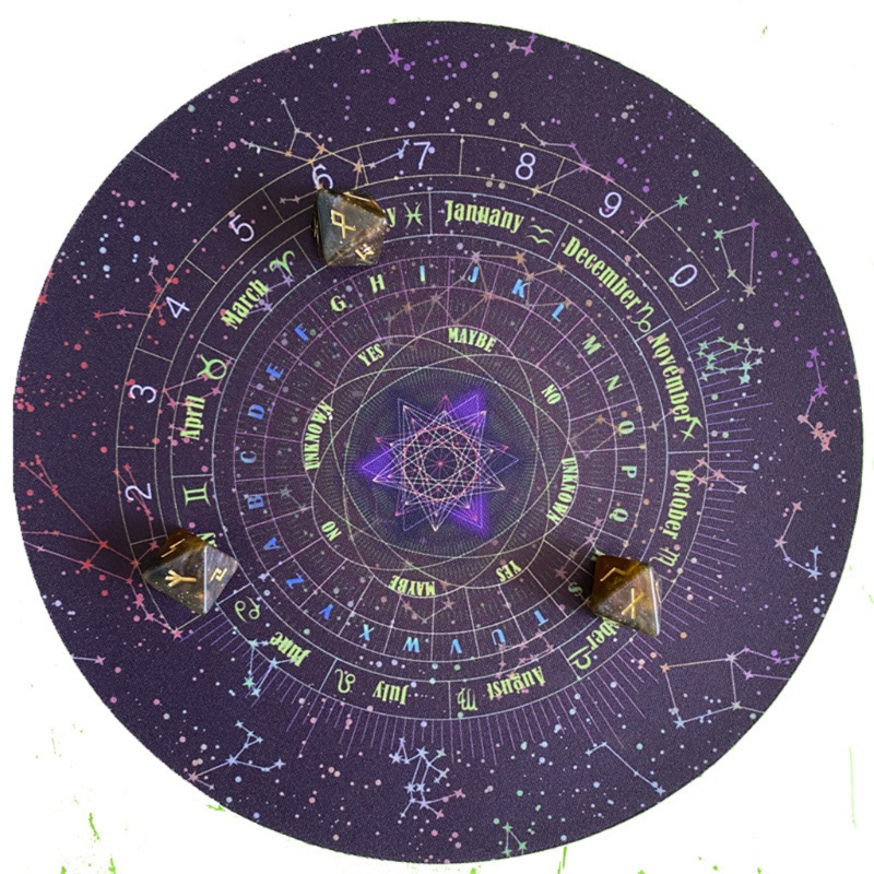 Tấm lót bàn dùng xem bài tarot hình tròn tiện dụng họa tiết chòm sao