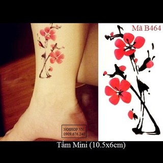 Xăm dán Tattoo hoa lá B464