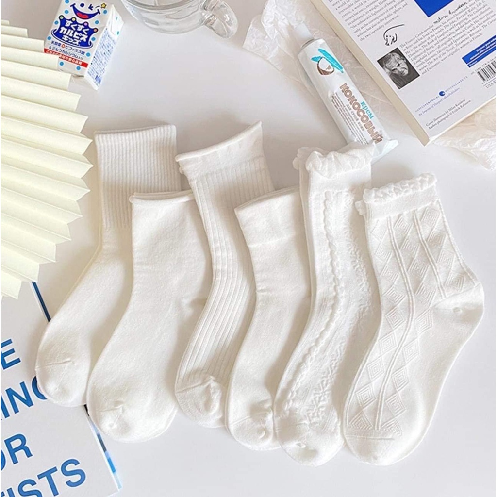 Tất cổ cao nữ vớ lolita ren nàng thơ cotton kháng khuẩn thời trang hàn quốc giá rẻ MRSOCKS VC026