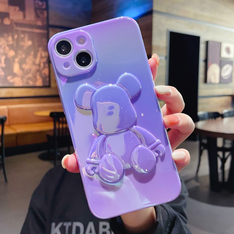 Ốp Điện Thoại Trong Suốt Chống Sốc In Hình Gấu Dễ Thương Cho iPhone 13 12 11 Pro X XS XR