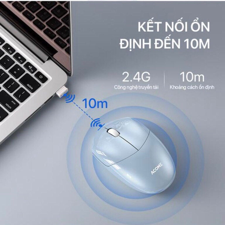 [SỈ-LẺ] Chuột Máy Tính Không Dây Tĩnh Âm ACOME AM200 2.4GHz, KHÔNG TIẾNG ỒN, ĐỘ BỀN CAO