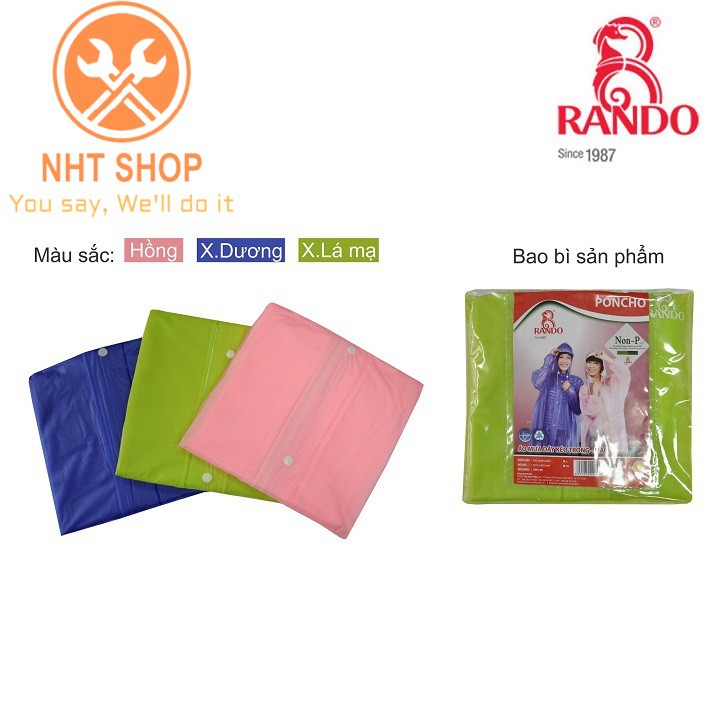 Áo Mưa RANDO Poncho Dây Kéo Trong Màu APPC-09  Bảo Vệ Toàn Diện – NHT Shop