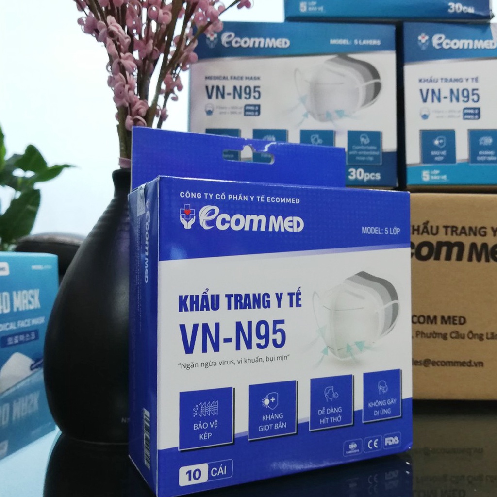 Khẩu Trang N95 EcomMed (Combo 3 Hộp mỗi hộp 10 cái)