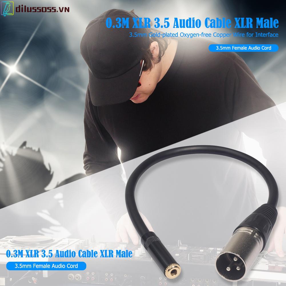 Dây Cáp Âm Thanh Mở Rộng Dilussoss 0.3m Xlr 3.5 Xlr Male Sang 3.5mm Female
