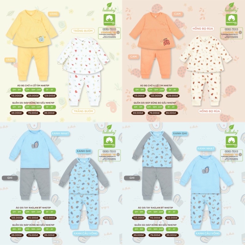 Bộ cài vai cotton dầy vừa Lullaby