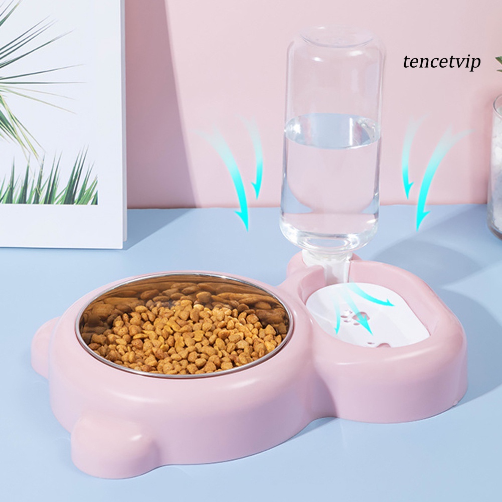 Tô đựng thức ăn và nước uống hai chức năng thiết kế gấu hoạt hình đáng yêu dành cho thú cưng
