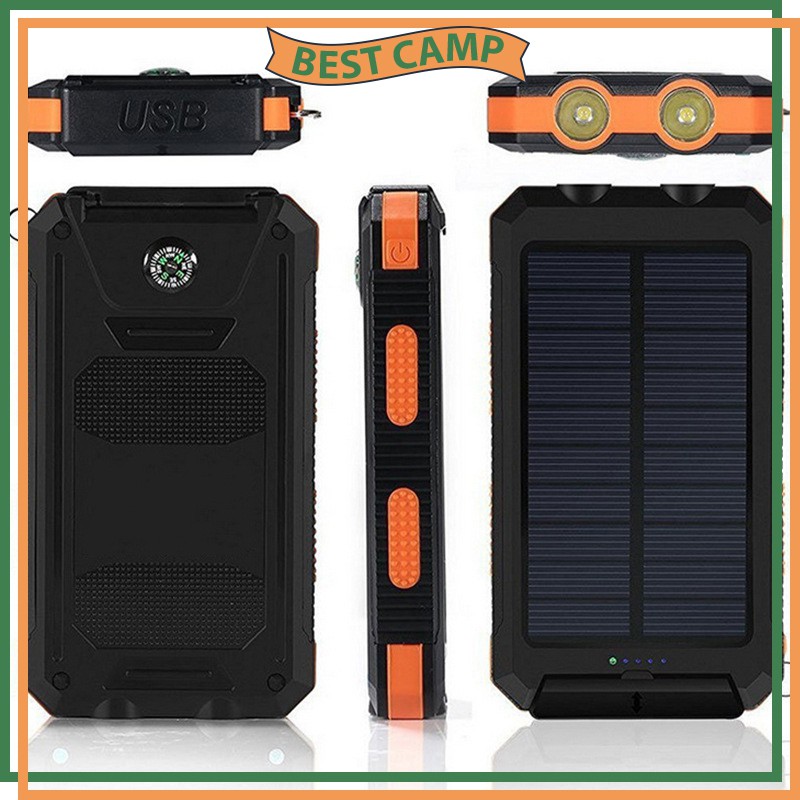 Pin Sạc Dự Phòng Năng Lượng Mặt Trời Solar Charger Tích Hợp Đèn Pin La Bàn 4 Cổng Sạc 10.000mAh-20.000mAh