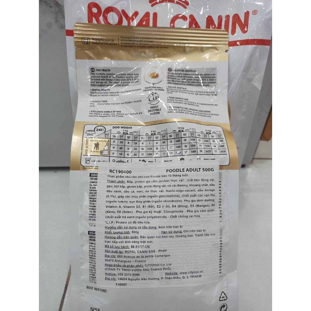 Hạt Thức Ăn Khô Royal Canin Cho Chó Poodle Trưởng Thành 1,5kg – Royal Canin Poodle Adult