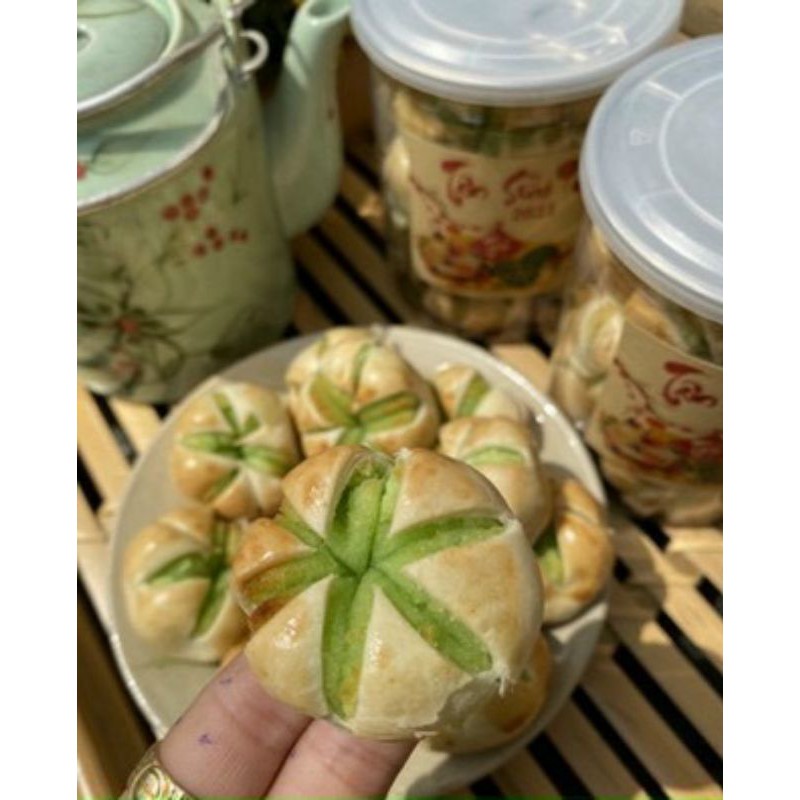 Bánh đậu xanh lá dứa đồng tiền 300g