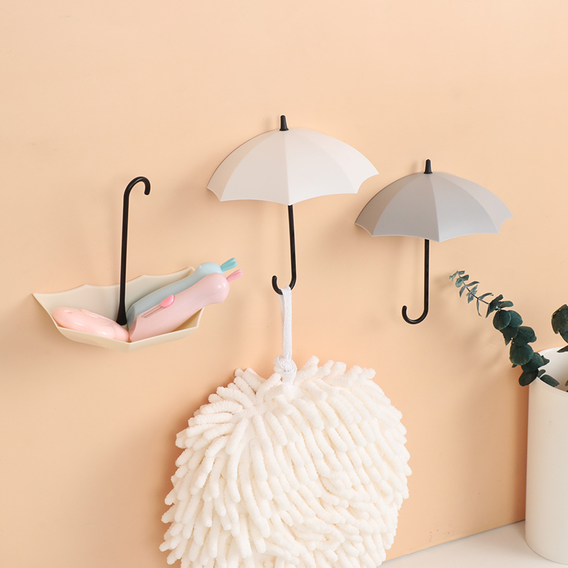 Set 3 móc treo đồ gắn tường hình cây dù xinh xắn tiện lợi