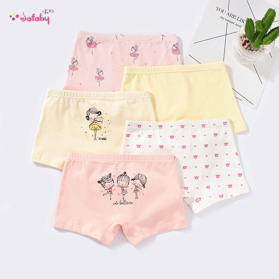 [100% COTTON] Combo 5 Quần Chíp Bé Gái, Quần Lót Bé Gái Cao Cấp Cho Bé Gái Từ 13-40 Kg - Bafaby Kids