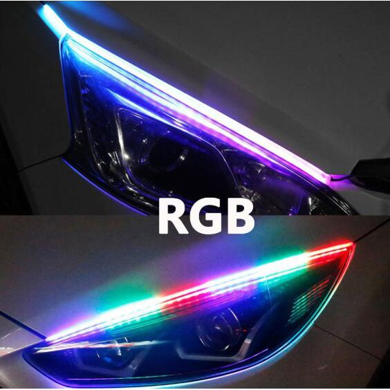 Bộ 2 đèn LED Kevanly RGB DRL dẻo 30/45/60cm điều khiển từ xa chống nước gắn đèn xi nhan/mắt thần xe ô tô