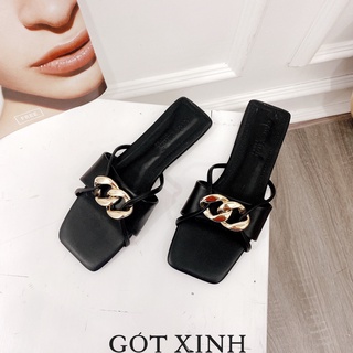 Dép xích nữ GÓT XINH GX2 da mờ đế bệt