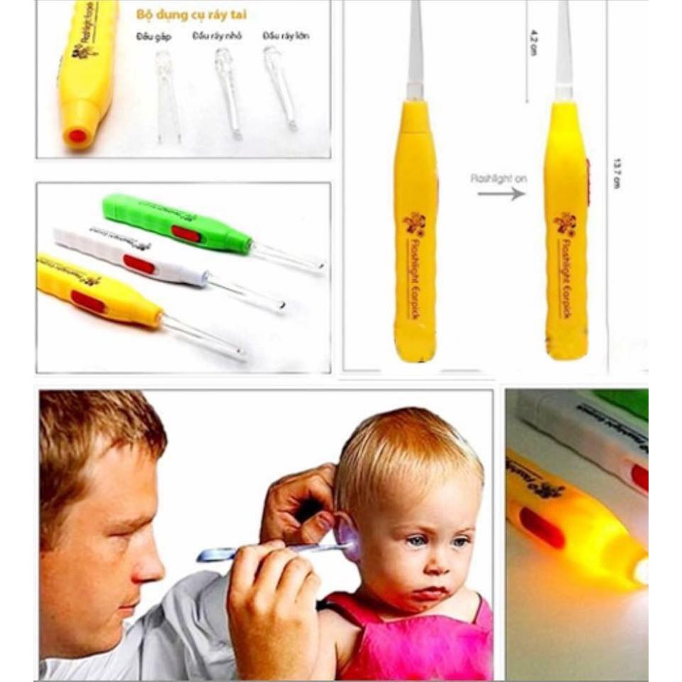Dụng cụ lấy rái tai có đèn soi cho bé