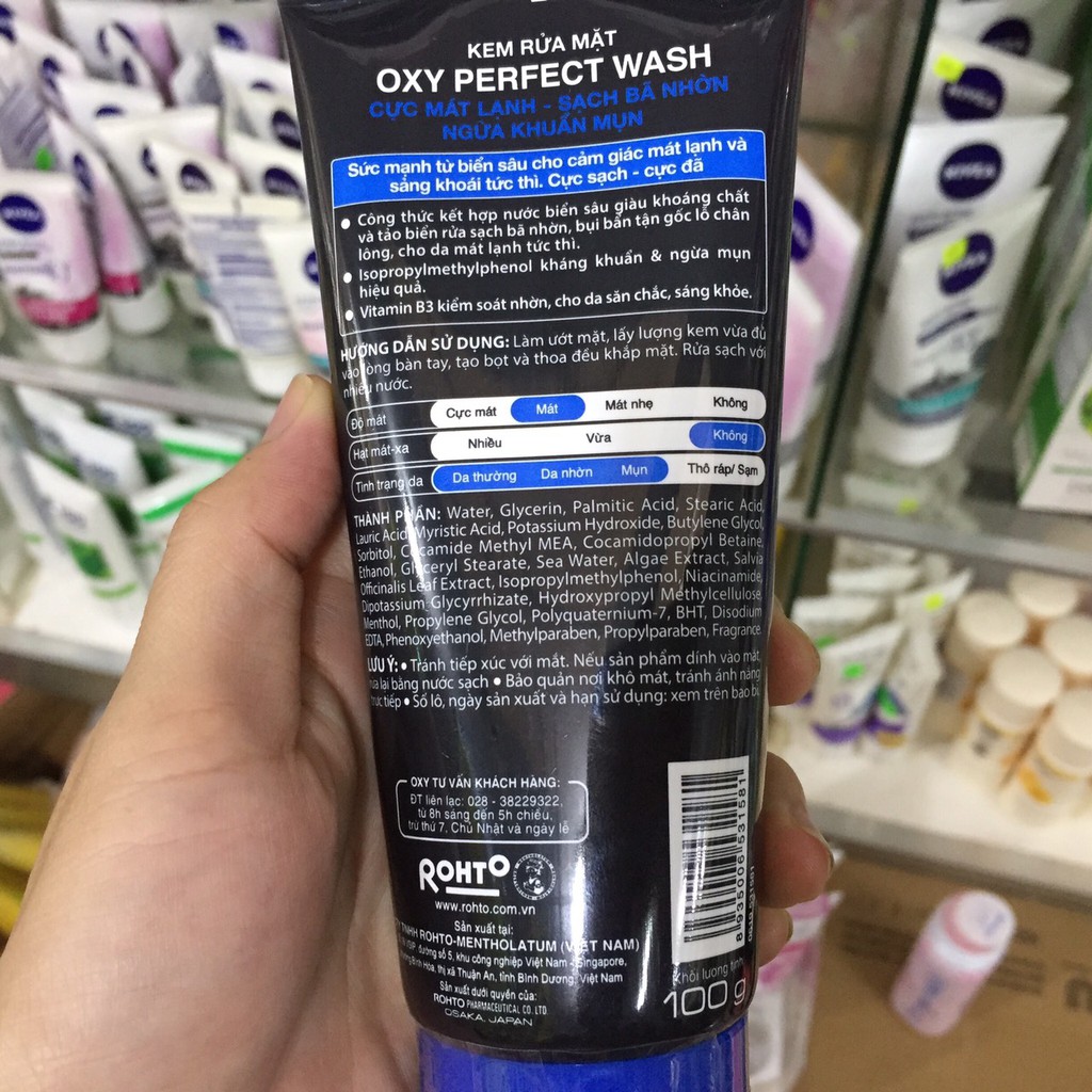 [mẫu mới MÁT LẠNH] OXY Perfect Wash - Kem rửa mặt, sạch bã nhờn, ngừa khuẩn mụn 100g