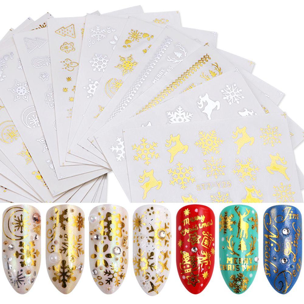 Sticker Dán Móng Nghệ Thuật Họa Tiết Cây Thông Giáng Sinh Bắt Mắt