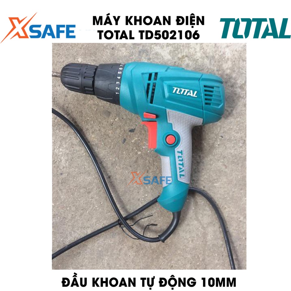 Máy khoan điện cầm tay TOTAL TD502106 280W tốc độ 750rpm, khả năng khoan 10mm, đầu khoan tự động 10mm - xsafe